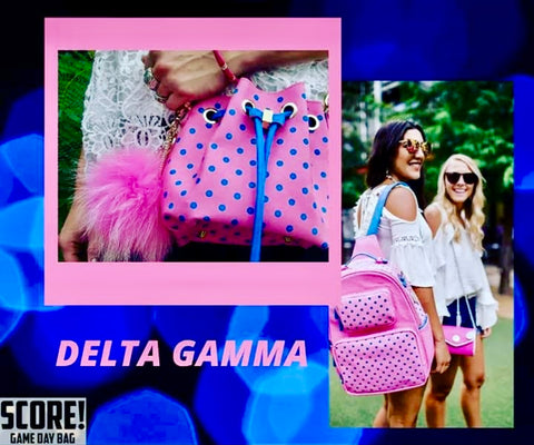Delta Gamma  Bucket Bag and Backpack SCORE! Designs