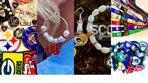  SCORE! Team Accessories Pearl & Rhinestone Jewelry, Fans, stickers, Lanyards, Emblems, Bag Tags 