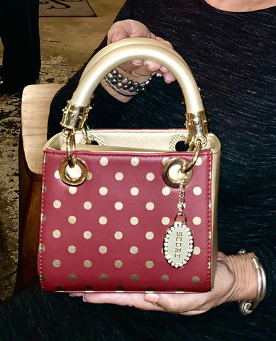  SCORE! Designs Jacqui Satchel Maroon and Gold 