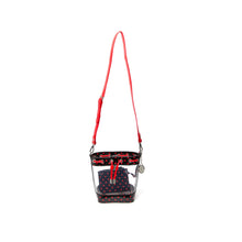 Load image into Gallery viewer, SCORE! Clear Sarah Jean Designer Crossbody Polka Dot Boho Bucket Bag- Black and Red
