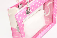 Load image into Gallery viewer, SCORE! Andrea Large Clear Designer Tote for School, Work, Travel - Pink and White
