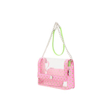 Load image into Gallery viewer, SCORE! Chrissy Medium Designer Clear Cross-body Bag -Pink and Lime Green
