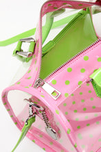 Load image into Gallery viewer, SCORE! Moniqua Large Designer Clear Crossbody Satchel - Pink and Lime Green
