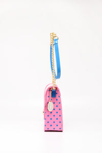 SCORE! Chrissy Medium Designer Clear Cross-body Bag - Pink and Blue