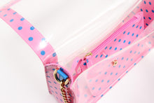Load image into Gallery viewer, SCORE! Chrissy Medium Designer Clear Cross-body Bag - Pink and Blue
