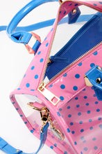 Load image into Gallery viewer, SCORE! Moniqua Large Designer Clear Crossbody Satchel - Pink and French Blue

