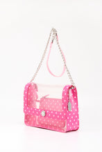 Load image into Gallery viewer, SCORE! Chrissy Medium Designer Clear Cross-body Bag -Fandango Pink and Light Pink
