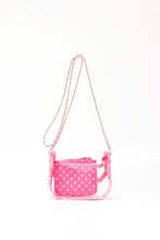 Load image into Gallery viewer, SCORE! Chrissy Small Designer Clear Crossbody Bag - Fandango Hot Pink and Light Pink
