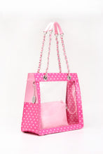 Load image into Gallery viewer, SCORE! Andrea Large Clear Designer Tote for School, Work, or Travel - Fandango Pink and Light Pink

