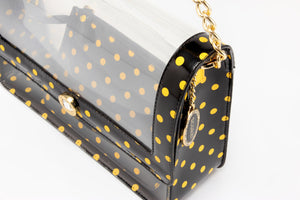 SCORE! Chrissy Medium Designer Clear Cross-body Bag -Black and  Yellow Gold