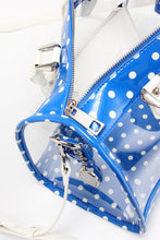Load image into Gallery viewer, SCORE! Moniqua Large Designer Clear Crossbody Satchel - Imperial Royal Blue and White
