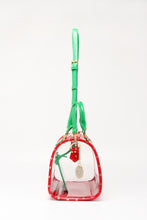 Load image into Gallery viewer, SCORE! Moniqua Large Designer Clear Crossbody Satchel - Red, Gold and Green
