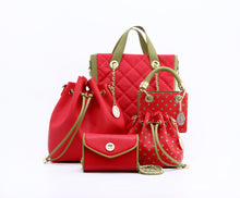 Load image into Gallery viewer, SCORE! Sarah Jean Small Crossbody Polka dot BoHo Bucket Bag - Red and Olive Green
