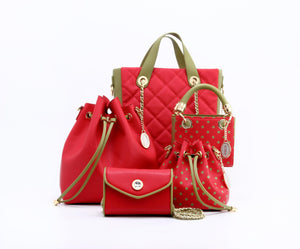 SCORE! Natalie Michelle Medium Polka Dot Designer Backpack - Red and Olive Green