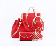 Load image into Gallery viewer, SCORE! Jacqui Classic Top Handle Crossbody Satchel  - Red and Gold
