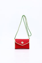 Load image into Gallery viewer, SCORE! Eva Designer Crossbody Clutch - Red, Gold and Green
