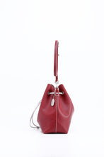 Load image into Gallery viewer, SCORE! Sarah Jean Crossbody Large BoHo Bucket Bag - Maroon Crimson and White
