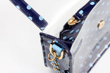 Load image into Gallery viewer, SCORE! Chrissy Small Designer Clear Crossbody Bag - Navy Blue and Light Blue
