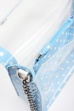 Load image into Gallery viewer, SCORE! Chrissy Medium Designer Clear Cross-body Bag - Light Blue and White
