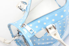Load image into Gallery viewer, SCORE! Moniqua Large Designer Clear Crossbody Satchel - Light Blue and White
