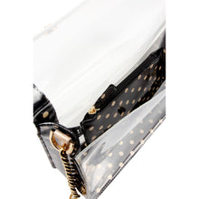 Load image into Gallery viewer, SCORE! Chrissy Medium Designer Clear Cross-body Bag - Black and Metallic Gold
