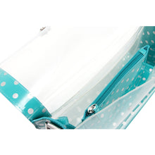 Load image into Gallery viewer, SCORE! Chrissy Medium Designer Clear Cross-body Bag - Turquoise and Silver
