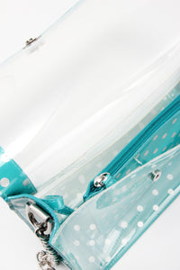 SCORE! Chrissy Medium Designer Clear Cross-body Bag - Turquoise and Silver