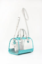Load image into Gallery viewer, SCORE! Moniqua Large Designer Clear Crossbody Satchel - Turquoise and Silver
