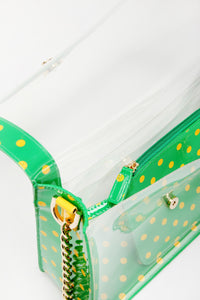 SCORE! Chrissy Medium Designer Clear Cross-body Bag - Fern Green and  Yellow Gold