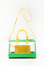 Load image into Gallery viewer, SCORE! Moniqua Large Designer Clear Crossbody Satchel - Fern Green and  Yellow Gold
