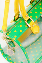 Load image into Gallery viewer, SCORE! Moniqua Large Designer Clear Crossbody Satchel - Fern Green and  Yellow Gold
