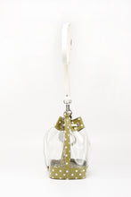 Load image into Gallery viewer, SCORE! Clear Sarah Jean Designer Crossbody Polka Dot Boho Bucket Bag-Olive Green and White

