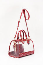 Load image into Gallery viewer, SCORE! Moniqua Large Designer Clear Crossbody Satchel - Maroon and Gold
