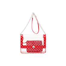 Load image into Gallery viewer, SCORE! Chrissy Medium Designer Clear Cross-body Bag -Racing Red and White
