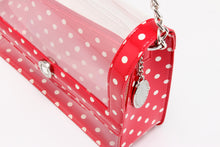 Load image into Gallery viewer, SCORE! Chrissy Medium Designer Clear Cross-body Bag -Racing Red and White
