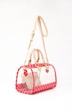 Load image into Gallery viewer, SCORE! Moniqua Large Designer Clear Crossbody Satchel - Red, White and Gold
