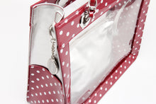 Load image into Gallery viewer, SCORE! Andrea Large Clear Designer Tote for School, Work, Travel - Maroon and Silver
