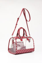Load image into Gallery viewer, SCORE! Moniqua Large Designer Clear Crossbody Satchel - Maroon and Silver
