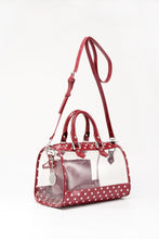 Load image into Gallery viewer, SCORE! Moniqua Large Designer Clear Crossbody Satchel - Maroon and White
