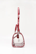 Load image into Gallery viewer, SCORE! Moniqua Large Designer Clear Crossbody Satchel - Maroon and White
