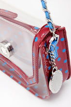 Load image into Gallery viewer, SCORE! Chrissy Small Designer Clear Crossbody Bag - Maroon and Blue
