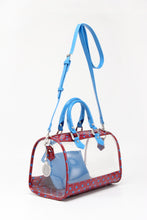 Load image into Gallery viewer, SCORE! Moniqua Large Designer Clear Crossbody Satchel - Maroon and Blue
