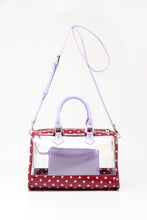 Load image into Gallery viewer, SCORE! Moniqua Large Designer Clear Crossbody Satchel -Maroon and Lavender

