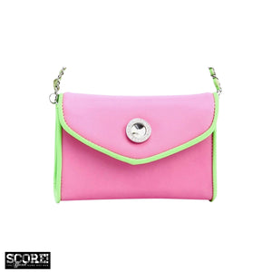 SCORE! Eva Designer Crossbody Clutch - Pink and Lime Green