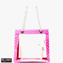 Load image into Gallery viewer, SCORE! Andrea Large Clear Designer Tote for School, Work, Travel - Pink and White
