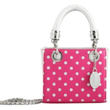 Load image into Gallery viewer, SCORE! Game Day Bag purse Jacqui Classic Top Handle Crossbody Satchel - Pink and Silver Phi Mu purse Breast Cancer Awareness purse

