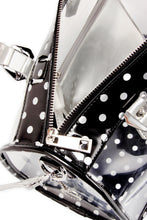 Load image into Gallery viewer, SCORE! Moniqua Large Designer Clear Crossbody Satchel - Black and Silver
