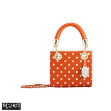 Load image into Gallery viewer, SCORE! Jacqui Classic Top Handle Crossbody Satchel - Burnt Sienna Orange and White
