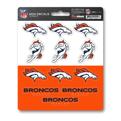 Denver Broncos NFL 12pk Mini Decal Orange and Blue 