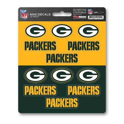 Green Bay Packers 12pk Mini Decal Green and Gold Team ProMark